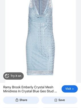 Ramy Brook Light Blue Crystal-Embellished Mini Dress